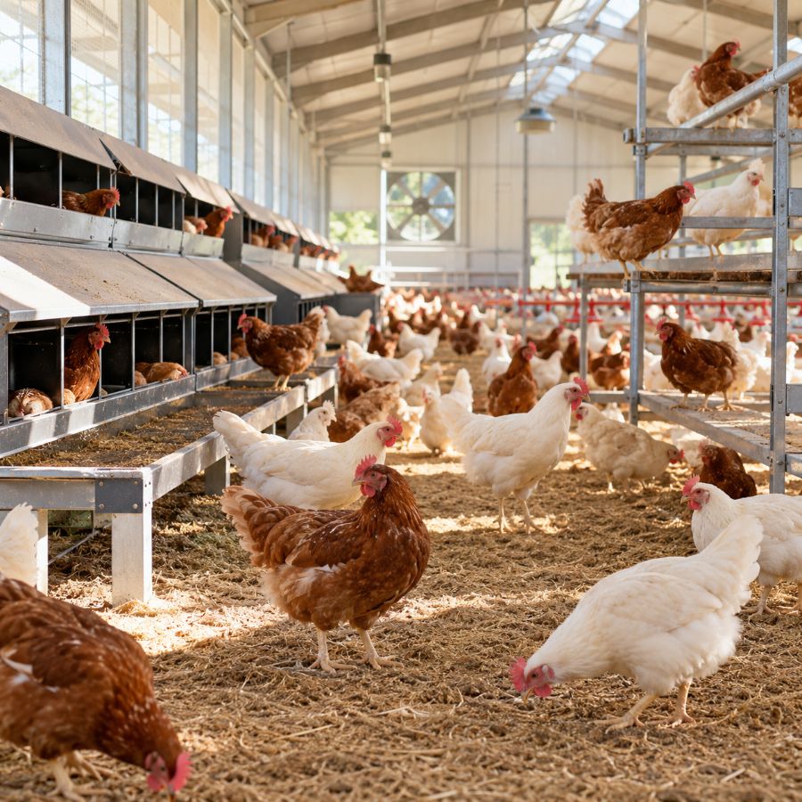 Galline in un allevamento