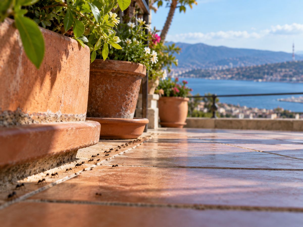 Fila di formiche sul terrazzo di una casa a Messina