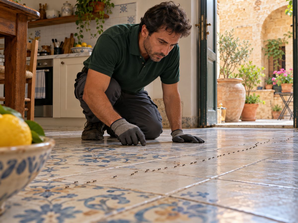 Formiche in una cucina di una casa con cortile a Trapani