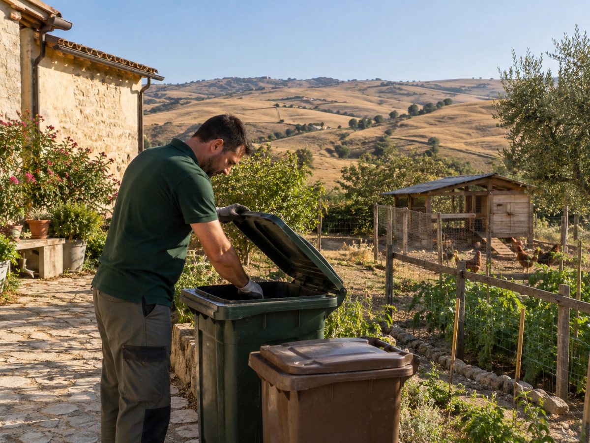Cortile di una casa di campagna vicino a Caltanissetta durante un controllo per mosche Cortile di una casa di campagna vicino a Caltanissetta durante un controllo per mosche
