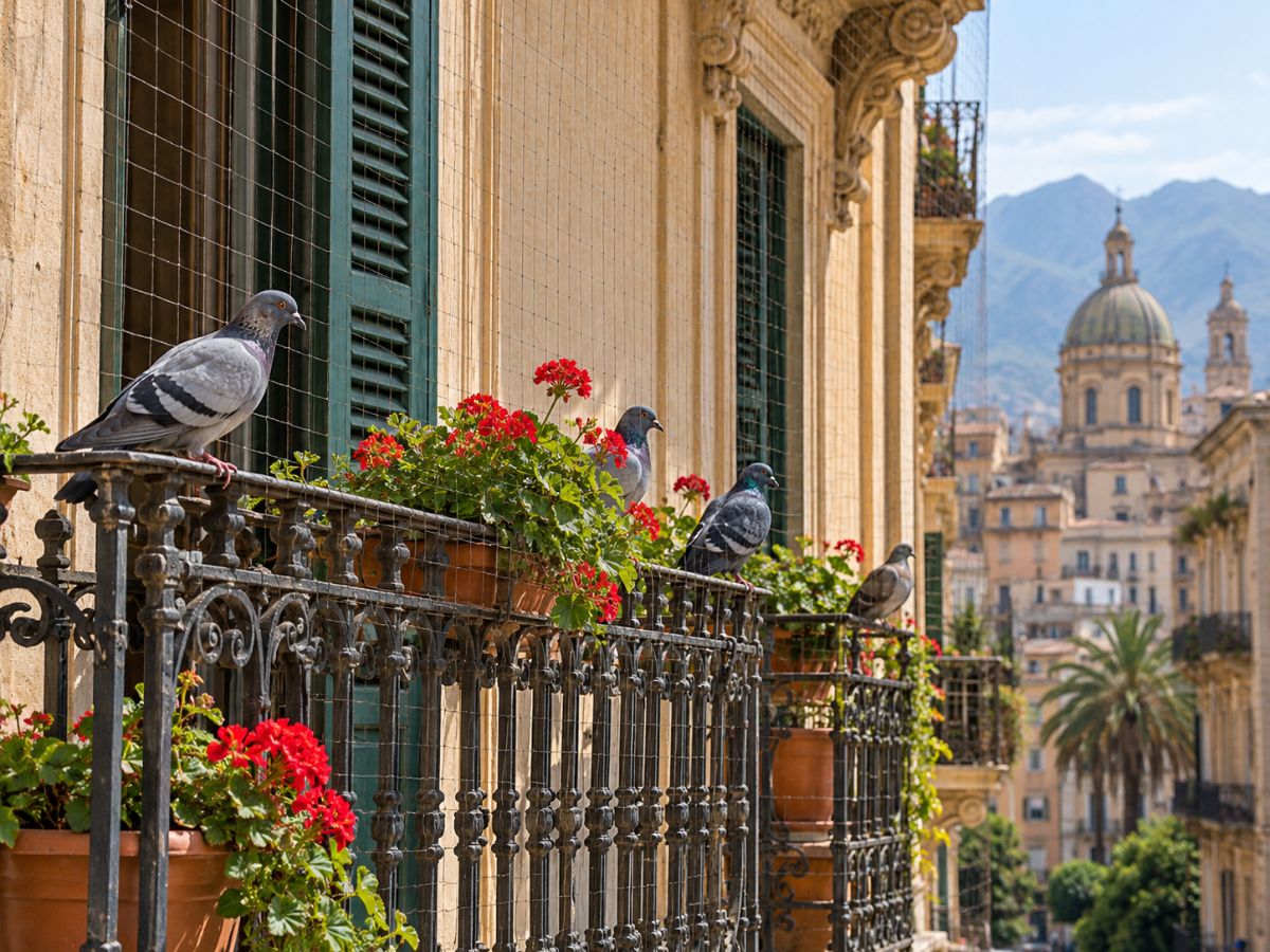 Piccioni su un balcone di Palermo