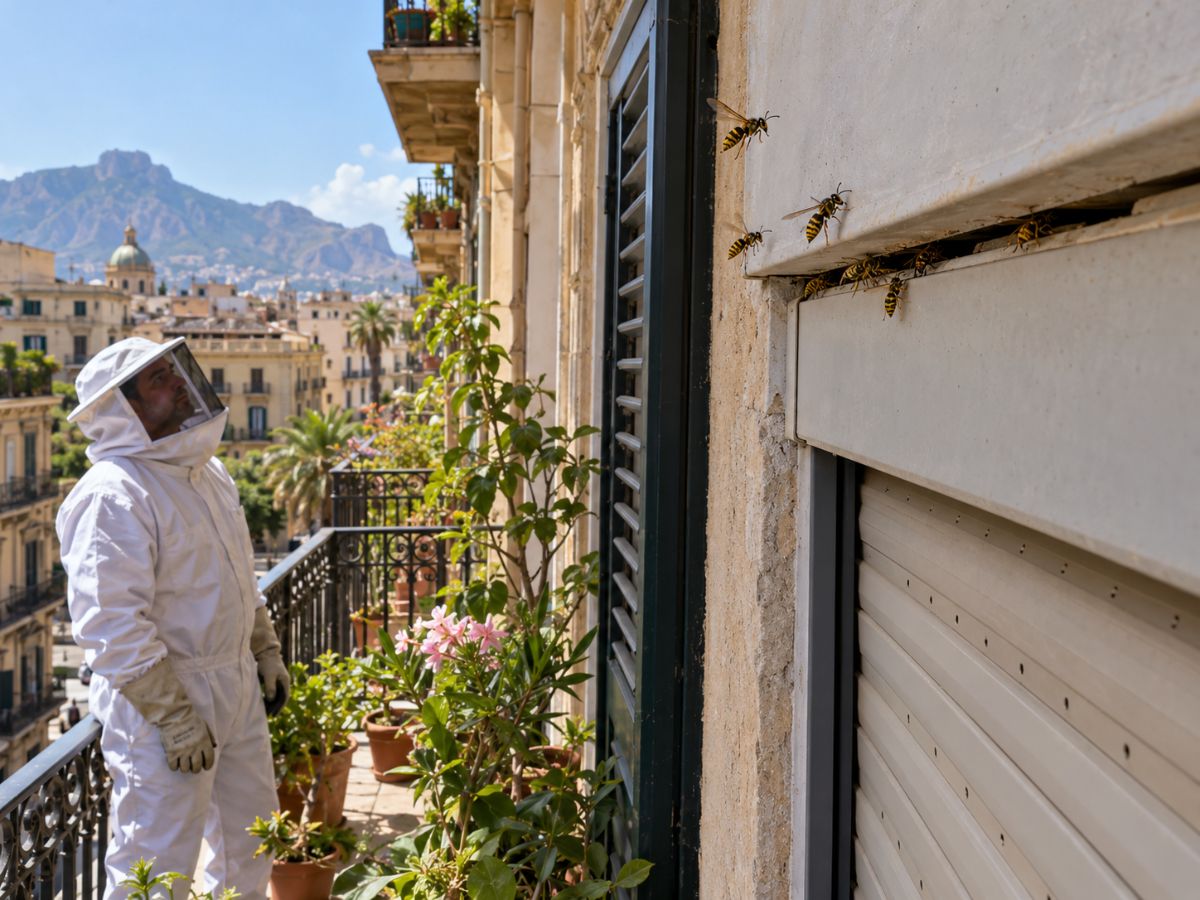 Vespe e calabroni a Palermo: nidi su balconi, tapparelle e tetti, come intervenire in sicurezza
