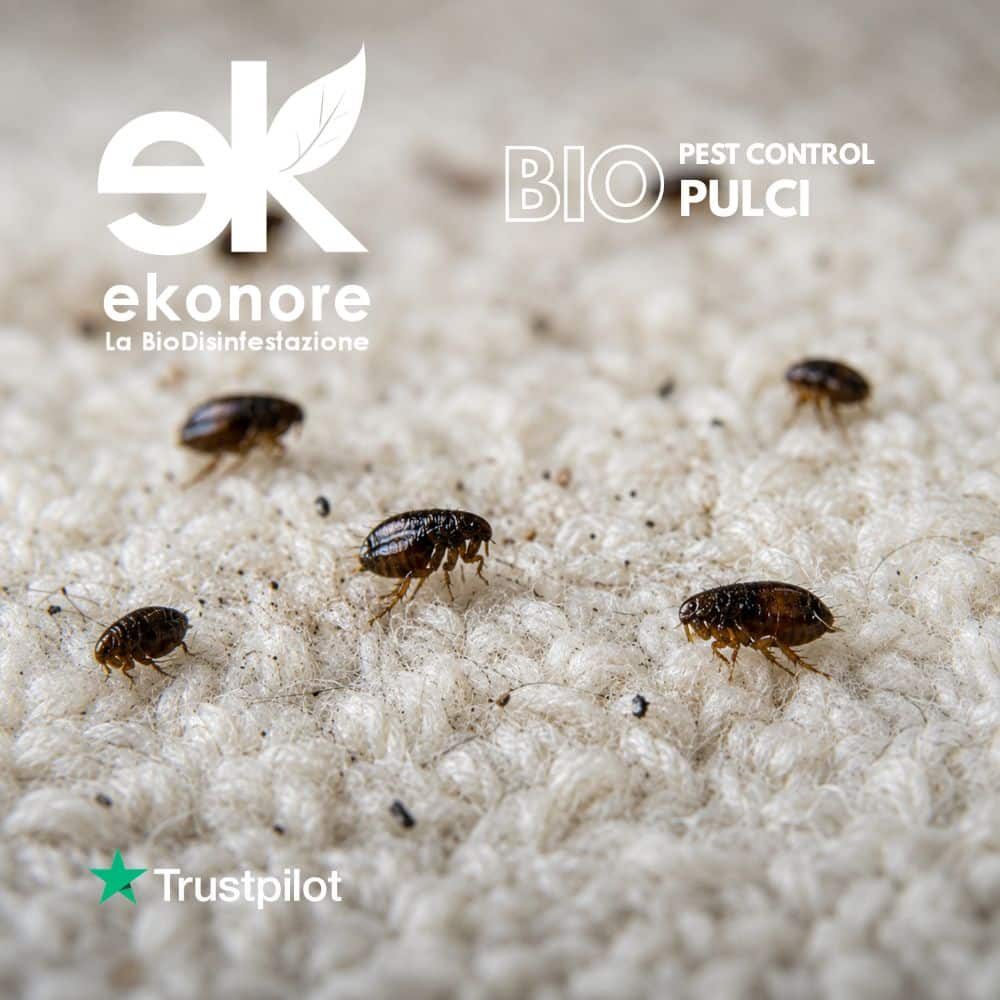 Pulci e uova sul tappeto